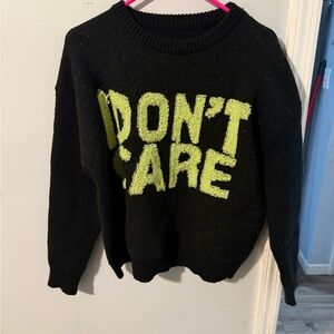 Black Sweater with Bold Yellow Text